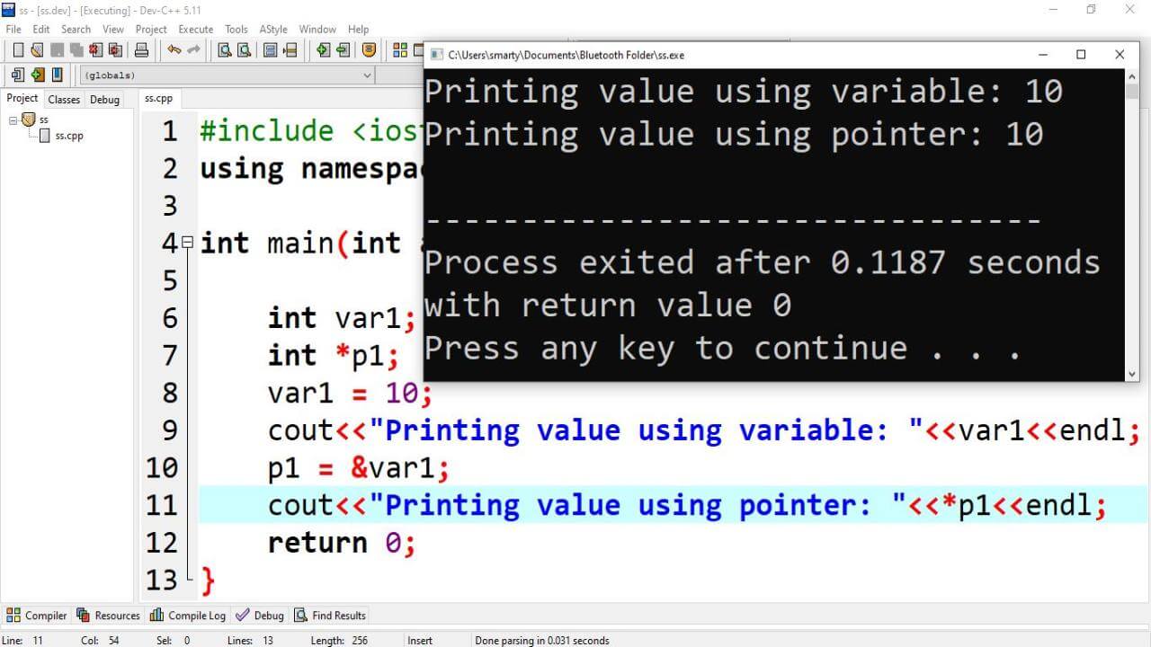 C++ pointers example