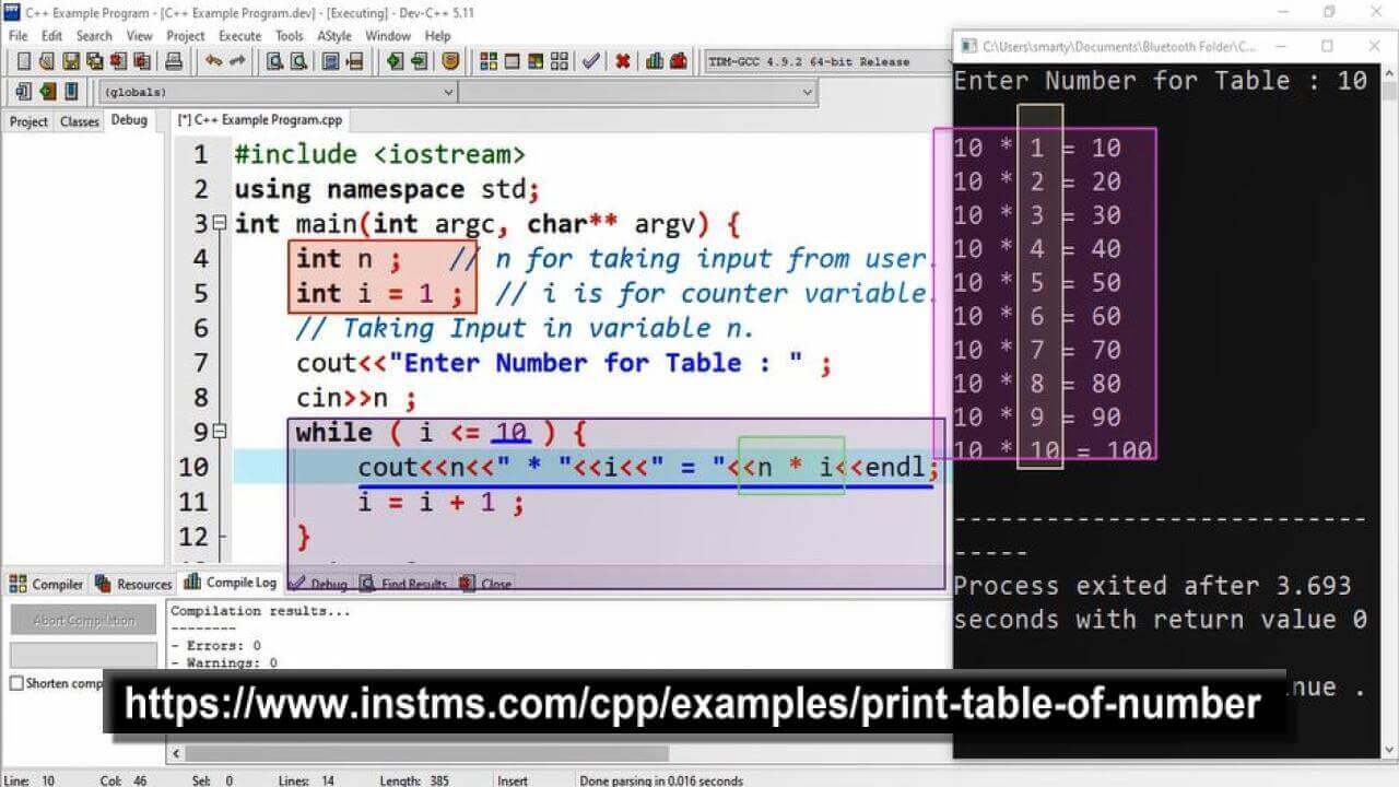 marmorering Byen Oceanien Table of Number - C++ Programs